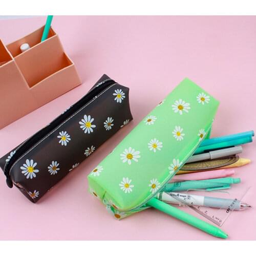 Daisy Pencil Case Transparent Kawaii Girl School Pencil Bags Cute Big Capacity Stationery Pouch Women Trend Office Supplies Gift