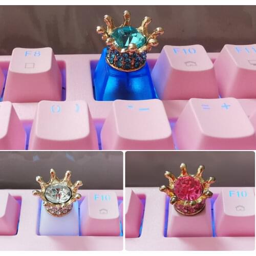 Personalized three-dimensional cartoon keycaps cross axis mechanical keyboard dedicated pink transparent crown decoration single