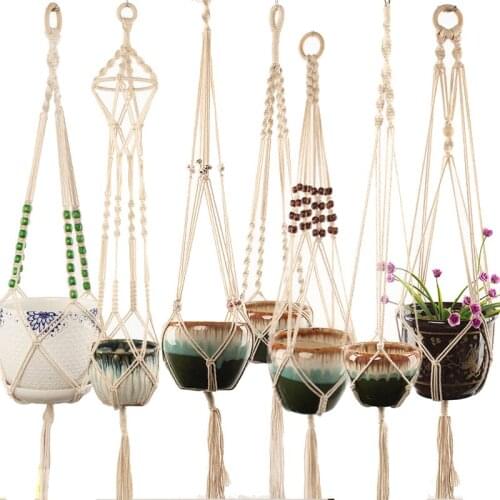Hanging Plant Handmade Macrame Plant Hanger Flower Pot Planter Hanger Wall Decor Courtyard Garden Hanging Planter Hanging Basket