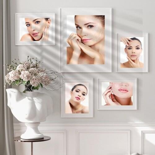 Beauty Face Prints Poster, Big Eye Gril Facial Expression Close Up Art Print, Grace Figure Home Beauty Salon Home Art Wall Decor