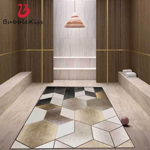 Bubble Kiss Modern Geometric Diamond Pattern Carpets for Living Room Home Gold Customized Bedroom Decor Rugs Anti-wrinkle Mats