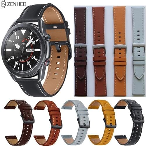 22mm Leather Strap For Samsung Galaxy Watch3 45mm/Galaxy Watch 46mm/Gear S3 Watch Band Replacement Watchband for Huawei Watch GT