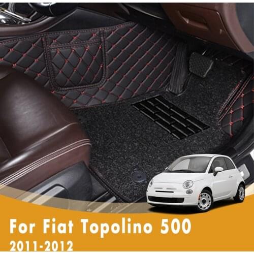 RHD Luxury Double Layer Wire Loop Car Floor Mats For Fiat Topolino 500 2012 2011 Car Interiors Styling Front & Rear Side Carpets