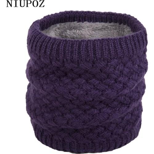 Women Fashion Winter Unisex Warm Solid Ring Scarf Men Bandana Scarf Woolen Knitted Tubular Headband plus velvet