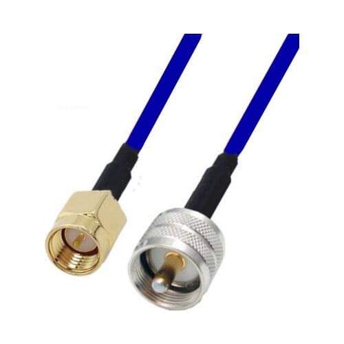 Blue Soft RG142 Double Shielded SMA Male to UHF Male Connector RF Coaxial WIFI Antenna Coax Low Loss Cable 50ohm