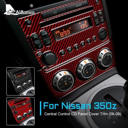 AIRSPEED for Nissan 350Z 2006-2009 Accessories Carbon Fiber Central Air Outlet Navigation Control Panel Sticker Interior Trim
