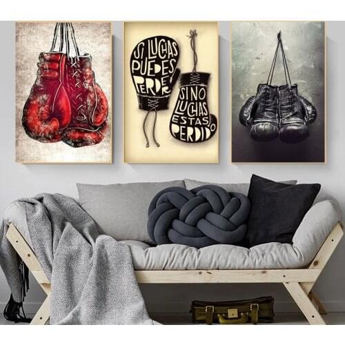 Sports Room Boxing Gloves Canvas Painting Posters Prints Wall Art Pictures for Living Room Home Decor Boys Fitness Gym Cuadros