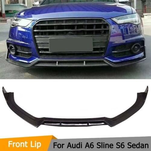 Car Front Bumper Lip Spoiler For Audi A6 Sline S6 Sedan 2016 - 2019 Carbon Fiber Front Bumper Lip Chin Splitters