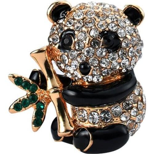 Rhinestone Fancy cute cartoon panda animal brooch pin/lapel pin for gift