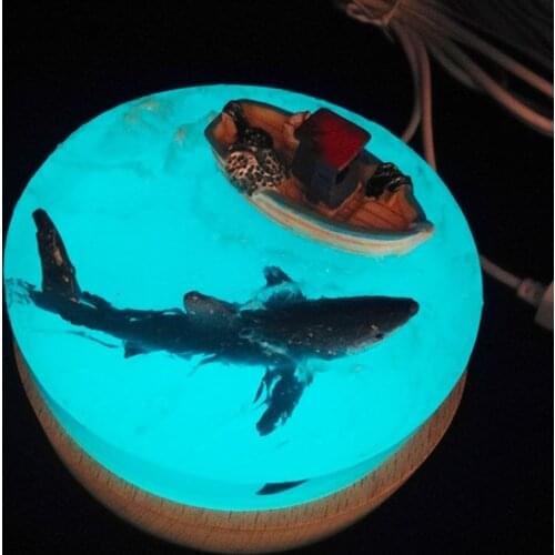 Cultural And Creative Products Handicrafts Resin Epoxy Creative Gift Ocean Shark Home Round Night Light Decoration