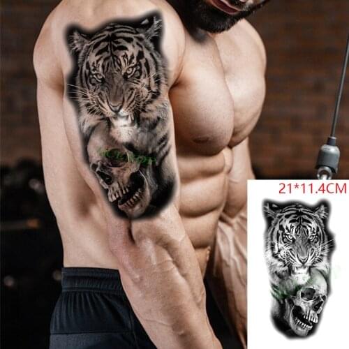Waterproof Temporary Tattoo Stickers Tiger Skull Cat Animal Head Fake Tatto Flash Tatoo Body Art for Women Men