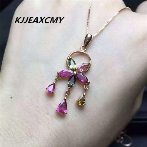 KJJEAXCMY Boutique jewelry Tourmaline Pendant 925 silver inlaid crystal gemstone jewelry