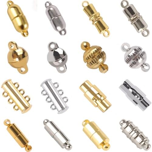 5/10set Round Strong Stainless Steel Magnetic Rhodium Clasps End Clasp Connectors for DIY Jewelry Making Bracelet Necklace