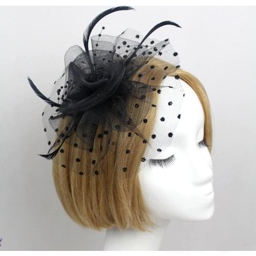 Feather Hat Women Fascinator Headband Net yarn Lovely Bridal Flower Feathers 2207