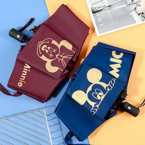 Disney Fully-Automatic Umbrella Kids Mickey Umbrella Rain Women for Men Folding Gift Parasol Travel Umbrella Academy
