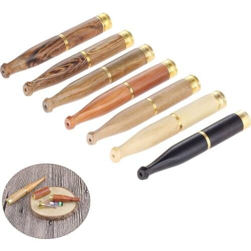 1pc Ebony Smooth Double Filter Wood Pipe Cigarette Holder Filter Smoking Pipes Portable Tobacco Pipes Men Gifts Smoke Mouthpiece