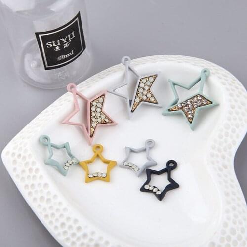 10pcs Women Star Earrings Fashion Girl Spray Paint Pendant Pentagram Rhinestone Statement Earrings For Lady Jewelry Accessories