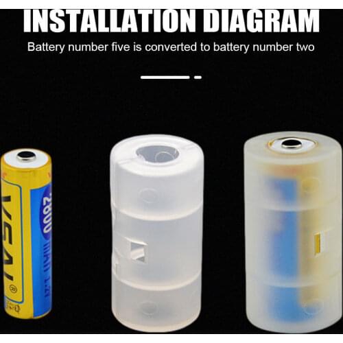 2/4PCS AA to C Battery Adaptor Holder Case Converter Switcher LR06 AA to C LR14 Size Transparent Battery Storage Box 5*2.6cm