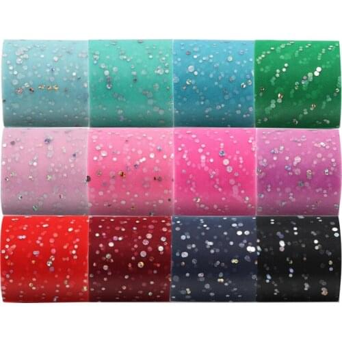 25Yards/roll 6.5cm Glitter Sequin Tulle Roll Wedding Decoration Tulle Fabric Tutu Dress DIY Organza Baby Shower Party Supplies