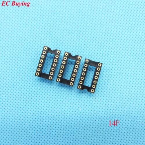 34pcs Round Hole 14 Pin 2.54MM DIP IC Socket Adaptor Solder Type IC Connector (If you need other quantity, please contact us )