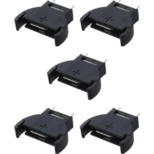 5 Pcs Black Plastic CR2032 Cell Button Lithium Battery Sockets Holder
