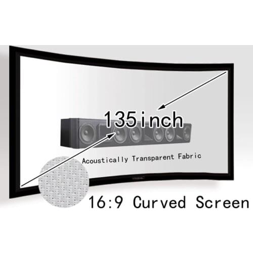 Acoustic Transparent AT Projector Screen 135inch 16:9 Curved Fixed Frame Sound Through Projection Fabric