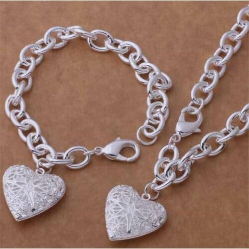 AS390 Hot Sale Silver Plated Color Jewelry Sets For Women Wholesale High Quality Classic Bracelet Necklace