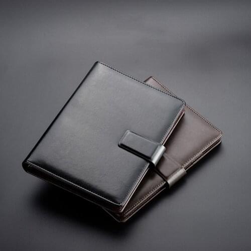 Free Logo Name Customize PU A5 Notebook Black B5 Diary Memo Binder with Magnet Hasp Planner Office School Supplies