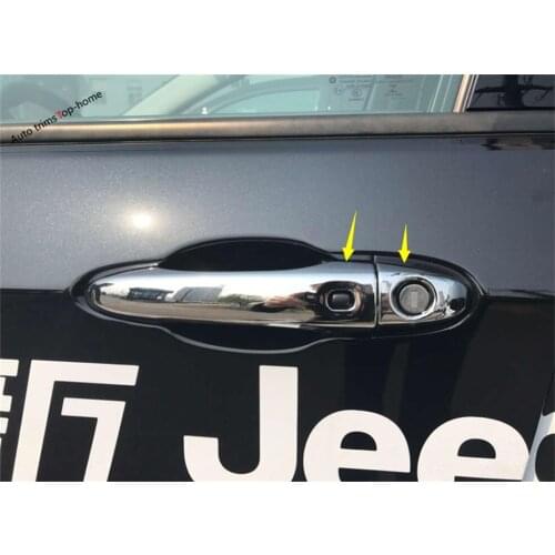 Yimaautotrims Side Door Handle Cap Cover Trim Fit For Jeep Compass Left-hand Drive Model 2017 2018 2019 2020 ABS Chrome Exterior