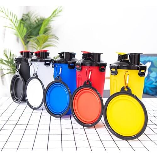 Pet Dog Food Water Cup Bottle Feeding Drinking Two Purpose Cup & Bowl 2pcs/set Travel Going Out Portable Pets Dual-use Food Cups