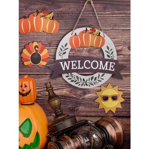 Wooden Welcome Home Sign Front Porch Hanging Decor Halloween Home Art Accessories Ornaments Pendant Door Sign Home Ingenious