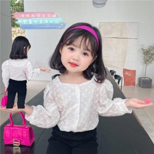 White Children Clothes Spring Summer Girls Cotton Blouses Shirts Kids Teenagers Outwear Breathable High Quality