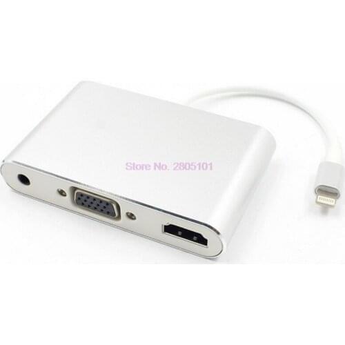 Dhl or fedex 20pcs Newest For Lightning to HDMI VGA Jack Audio TV Adapter Cable For iPhone X iPhone 8 7 7 Plus 6 6S For iPad