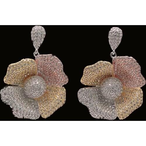 Lanyika Fashion Jewelry Exquisite Graceful Artistic Oenothera Rosea Earrings Micro Mosaic Engagement Party Earrings Best Gifts