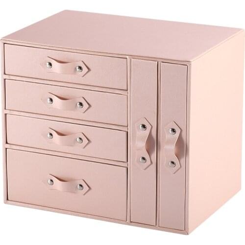 Large-Capacity Multi-Layer Drawer Type Jewelry Box Water-Proof PU Multi-Function Desktop Jewelry Watch Storage Box