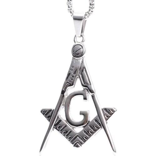 Mens Silver color Freemason Masonic 316L Stainless Steel Pendant