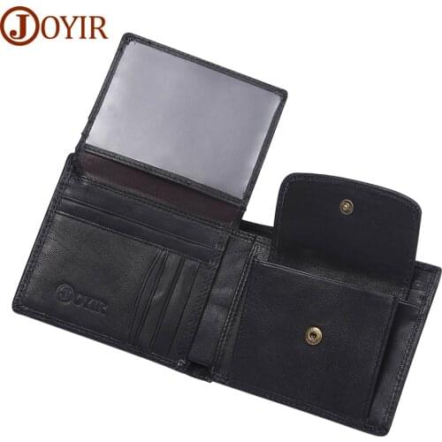 JOYIR Genuine Leather Men Wallets Vintage Solid Wallet Men Card Holder Coin Purse Real Leather Cowhide Wallet Male Short Male