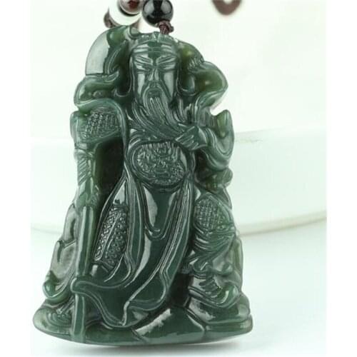 Jade Pendant Natural Hetian Jade Guan yu Jade Pendant Jewelry Lucky Peace Auspiciou Amulet Fine Jewelry Jade Pendant