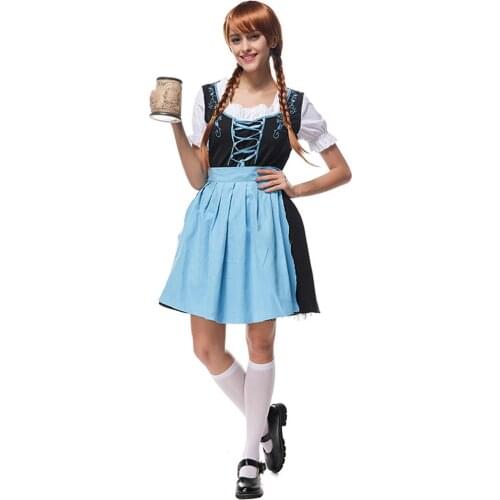 NEW Adult Ladies Germany Oktoberfest Costumes Disfraces Bar Waitress Beer Maid Cosplay Halloween Cosplay Beer Festival Dress