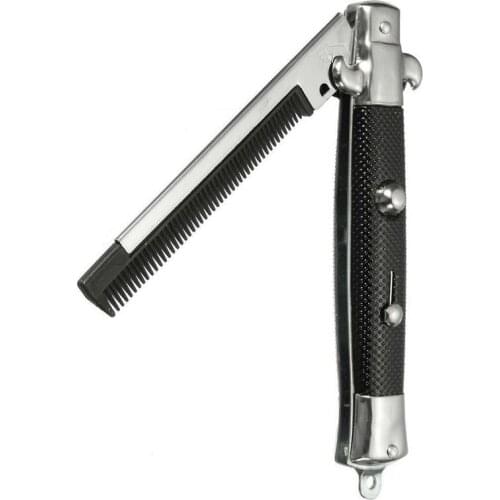 Pro Automatic Foldable Knife Comb Hair Trimmer Butterfly Mens Pocket Comb Stainless Steel Spring Jump Brush Salon Beauty Tool