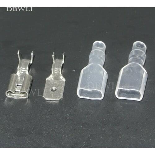 200pcs 6.3mm Crimp Terminal 50 Female Spade Connector & 50 Male Spade Connector with 100 Case