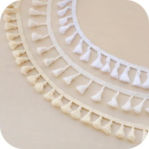 5meters Beige/White/Bleach Cotton Fringe Tassel Key Tassel Trim for Decorative Garment Home textile Curtain sewing Accessories