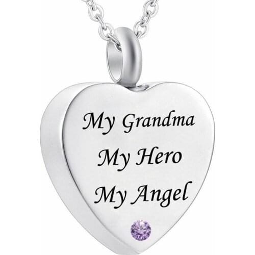My Grandma My Hero My Angel Cremation Jewelry Memorial Urn Necklace Pendant
