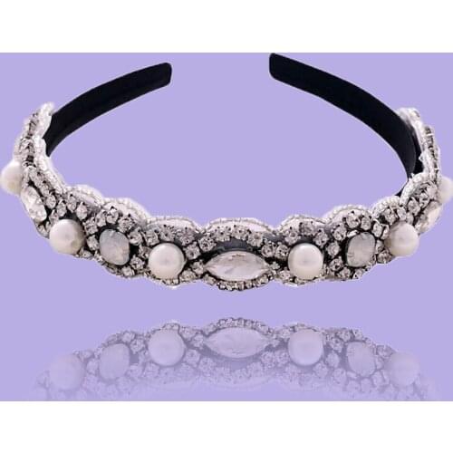 ZMS274-FG Wedding Rhinestone Headband Baroque Headhoop Bridal Tiara Headpiece Opal Pearls three colour choose Hair Band For hair