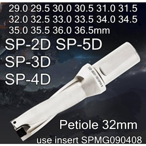 SP 2D 3D 4D 5D U drill 29.0 29.5 30.0 30.5 31.0 31.5 32.0 32.5 33.0 33.5 34.0 34.5 35.0 35.5 36.0 36.5mm insert SPMG090408