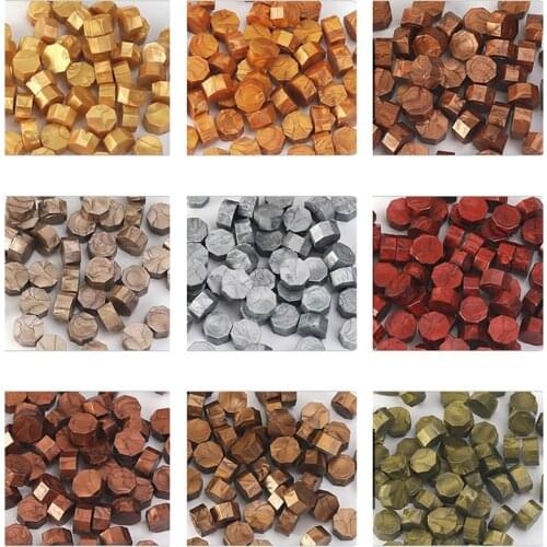 Retro Octagon Wax Seal Beans Stamp Beads for DIY Vintage Craft Wedding Envelope Wax seal Ancient Sealing Wax Stamp Making 100pcs