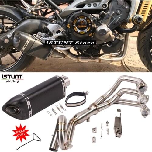 Motorcycle Exhaust Full System Escape For MT09 FZ09 MT-09 FZ-09 Tracer 900 Header Loop Front Pipe carbon fiber Muffler Slip-On