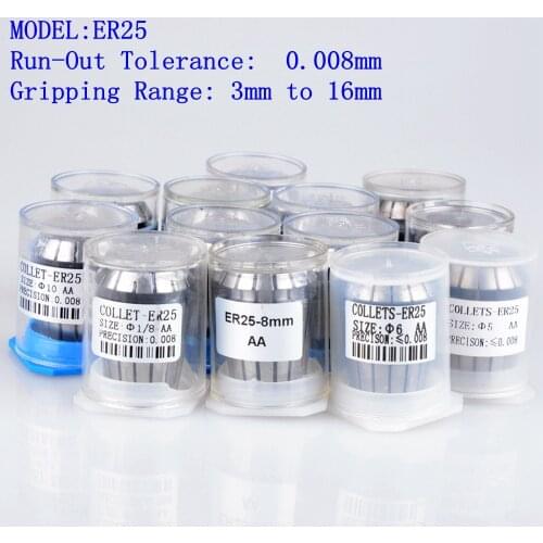 1pcs ER25 3-16mm AA high Precision 0.008 Spring Collet CNC Milling Lathe Tool ER25 Spring Collet Chuck