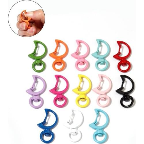 10pcs/lot Colorful Cute Moon Hollow Key Chain Key Ring Keychain Connectors DIY Accessories Lobster Clasp For Jewelry Making