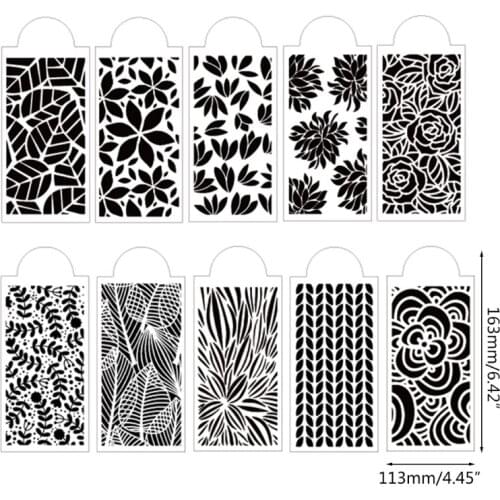 10pcs DIY Leaf Rose Drawing Stencils Templates Embossing Paper Card Painting Scrapbooking Stamp Album Decor